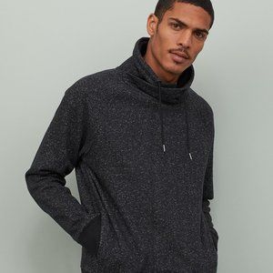 MENS H&M BLACK MELANGE CHIMNEY COLLAR